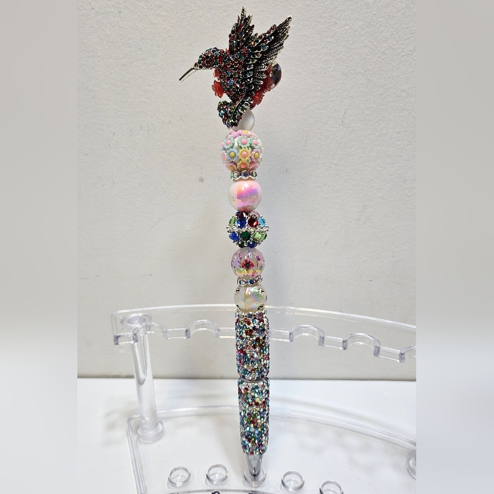 Decorative Multicolor Hummingbird Pen-extended